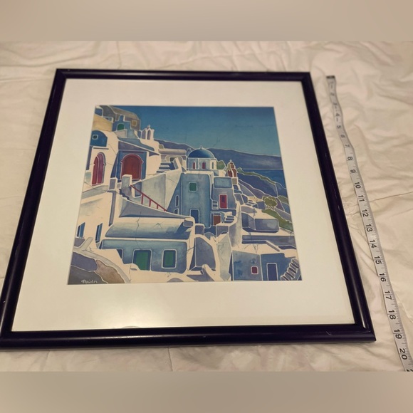 Framed silk screen from Mykonos, Greece. 1993 - Picture 2 of 9